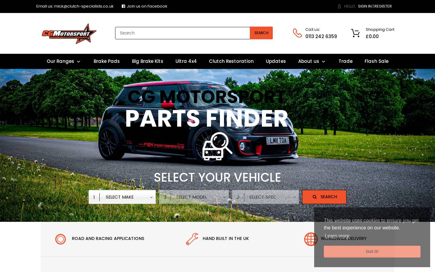 CG Motorsports homepage screenshot