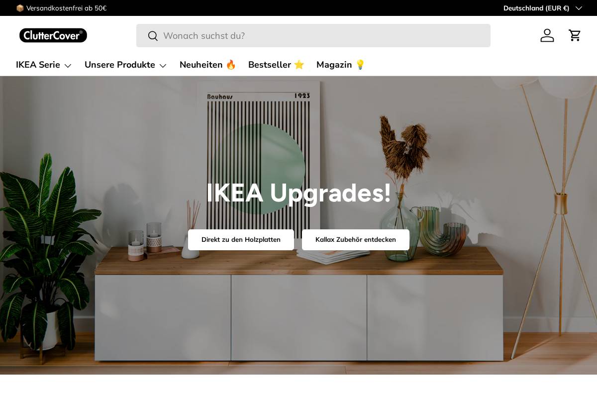 Clutter Cover homepage screenshot