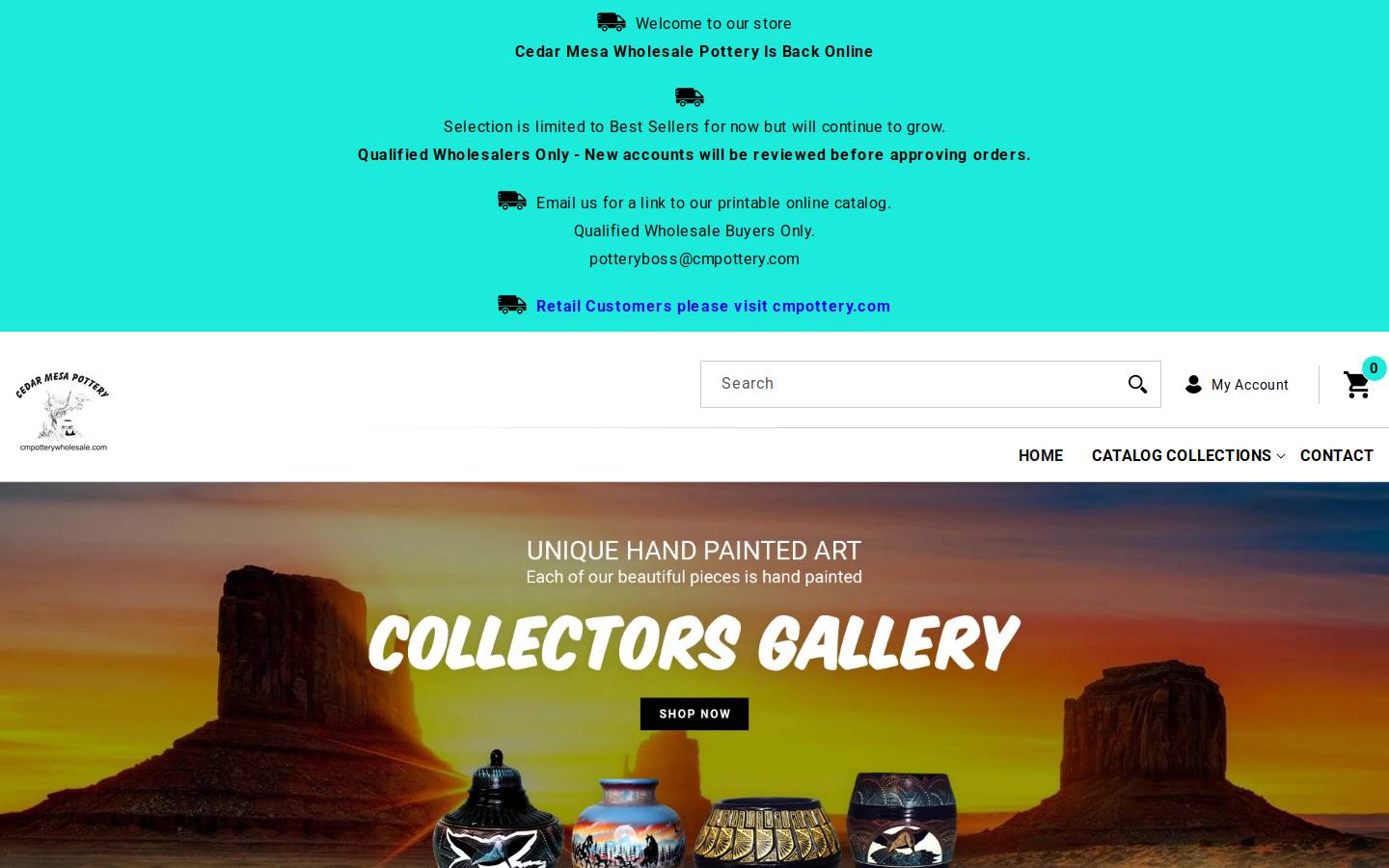 cmpotterywholesale.com homepage screenshot