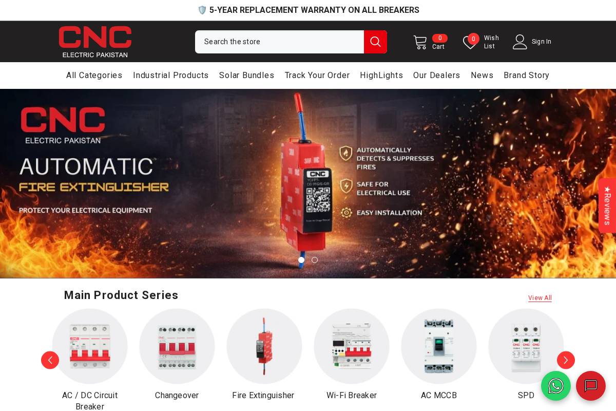 cncelectric.pk homepage screenshot