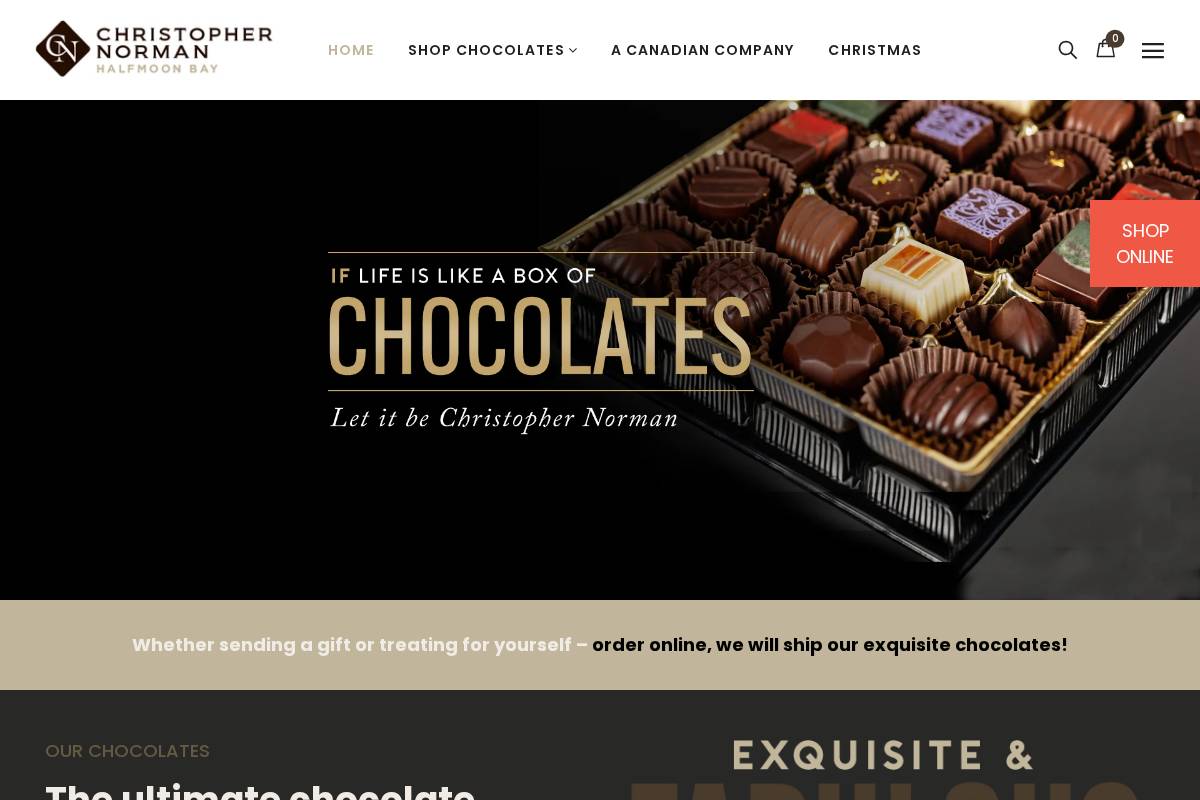 cnchocolates.com homepage screenshot