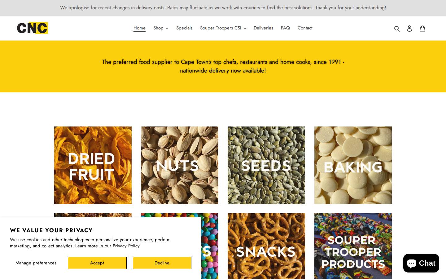 cncproducts.co.za homepage screenshot