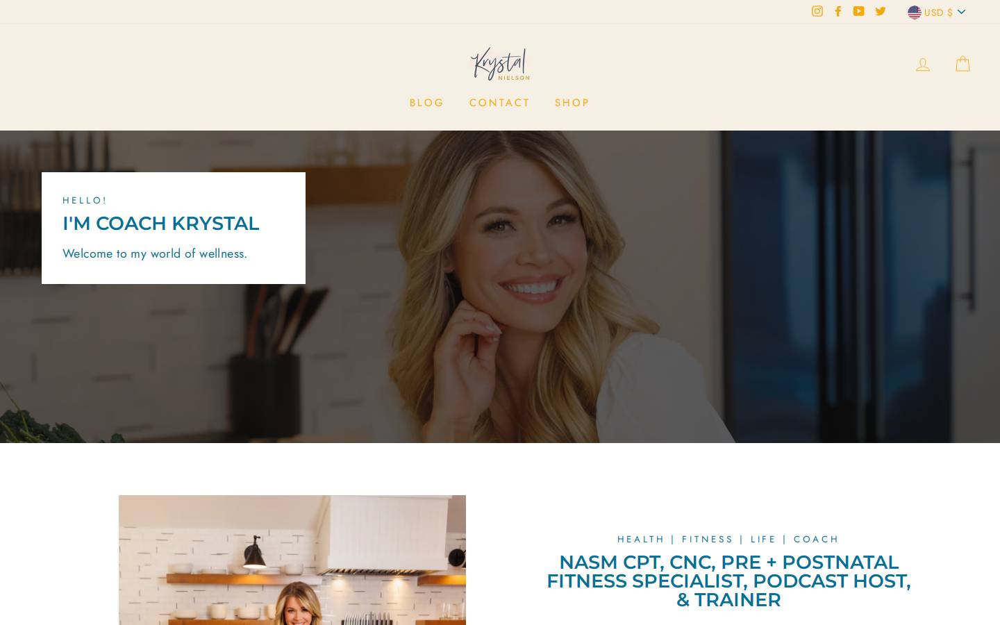 coachkrystal.com homepage screenshot