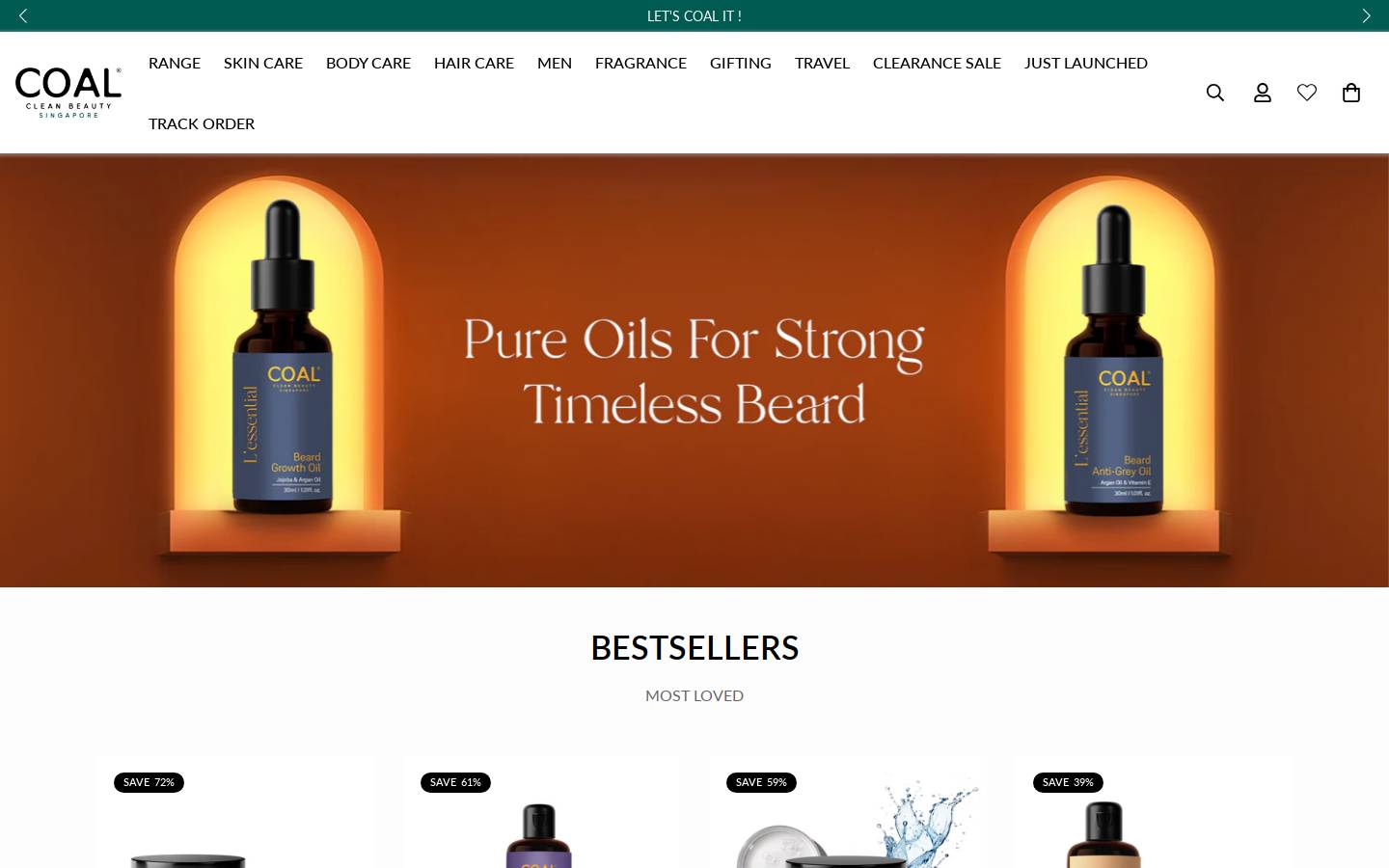 coalcleanbeauty.com homepage screenshot