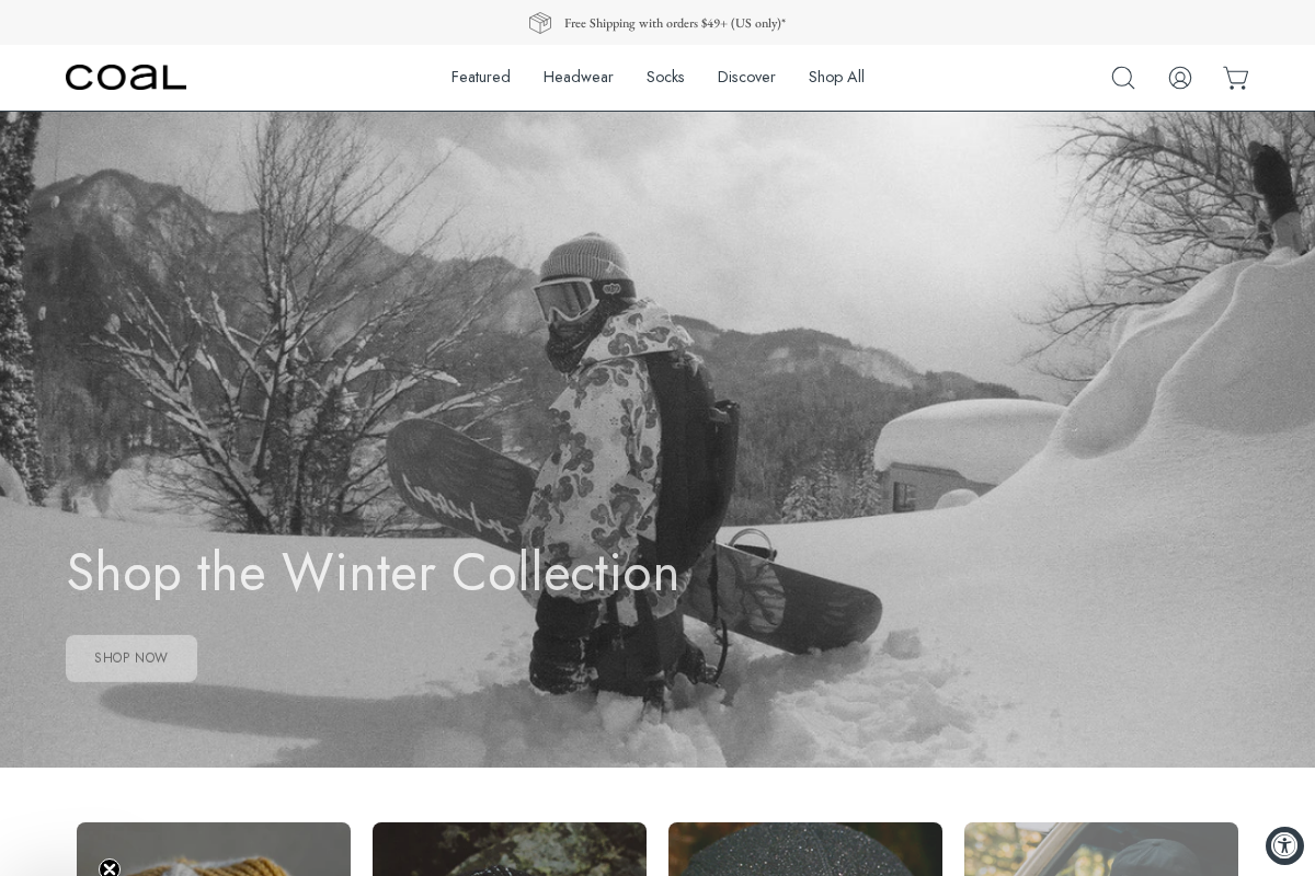Coal Headwear homepage screenshot