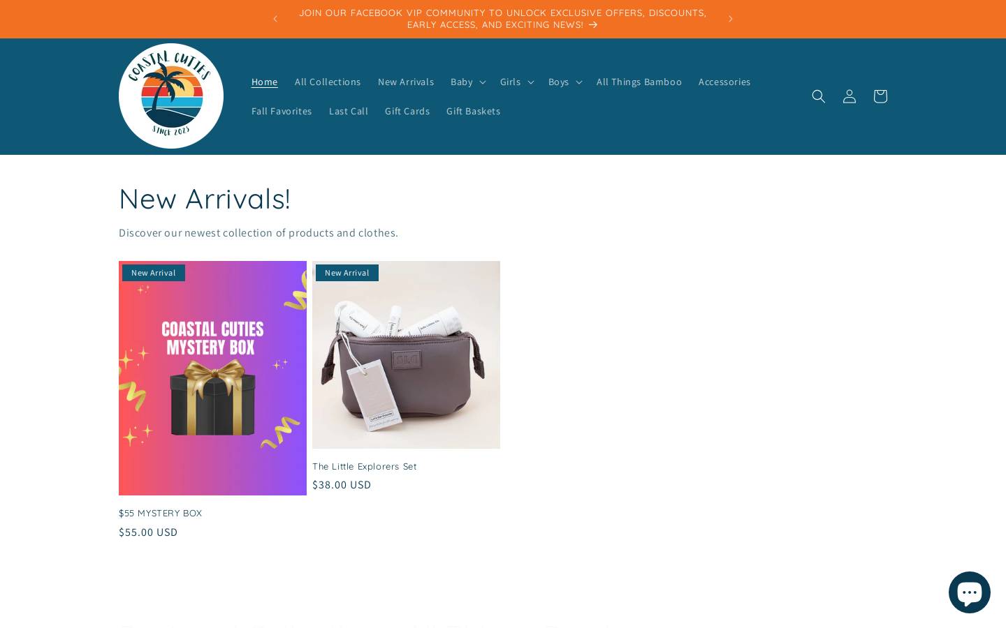coastalcutiesclothing.com homepage screenshot