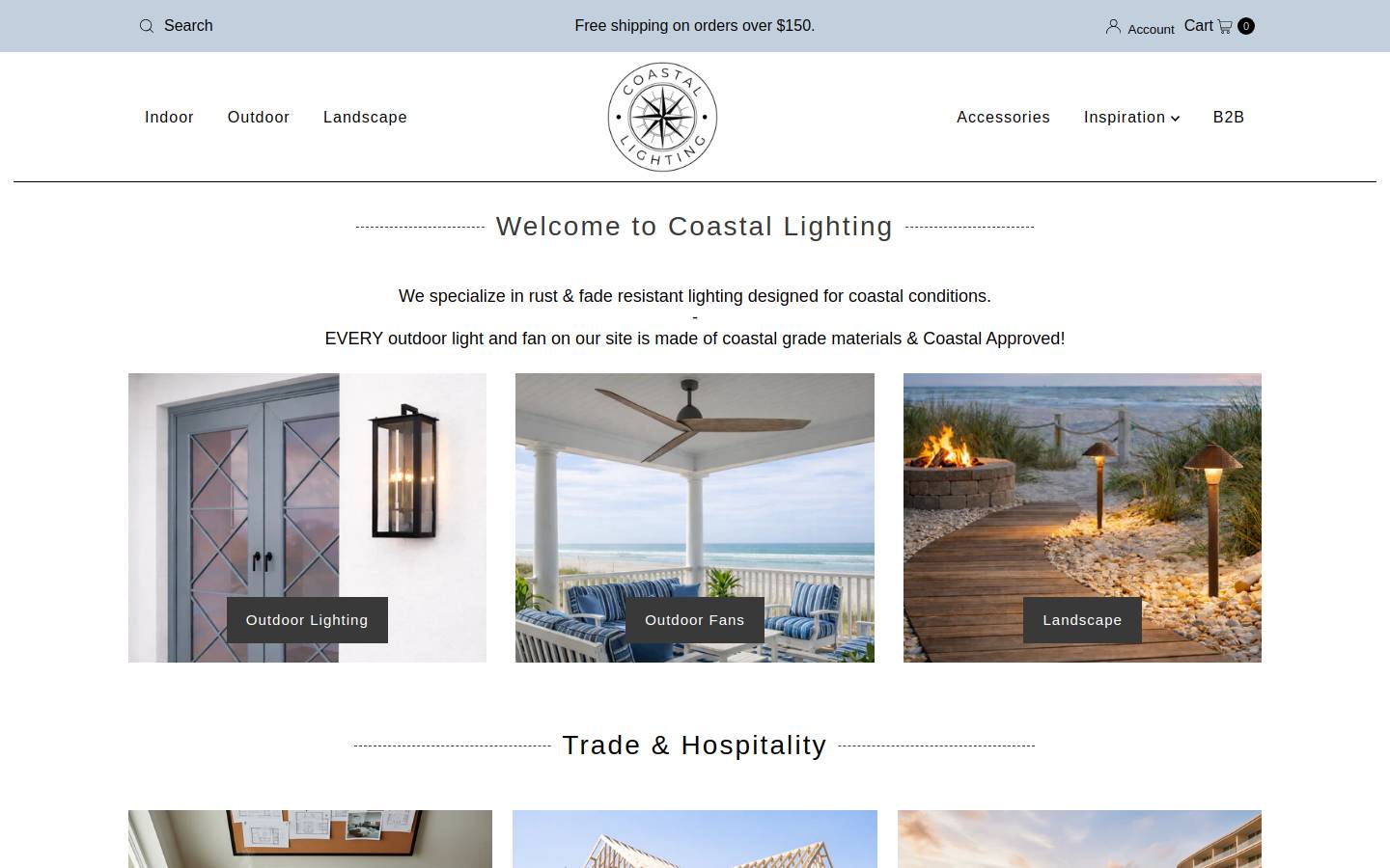 coastallighting.com homepage screenshot