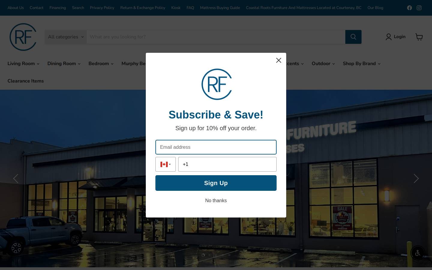 coastalrootsfurniture.ca homepage screenshot