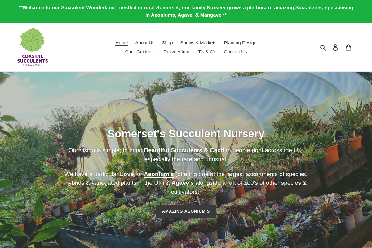 coastalsucculentsandcacti.com homepage screenshot
