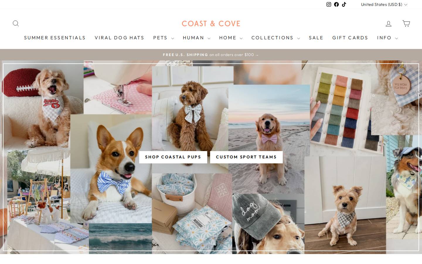 coastandcoveshop.com homepage screenshot