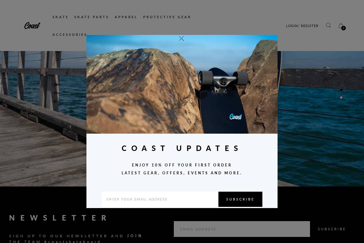 coastskateboard.com.au homepage screenshot
