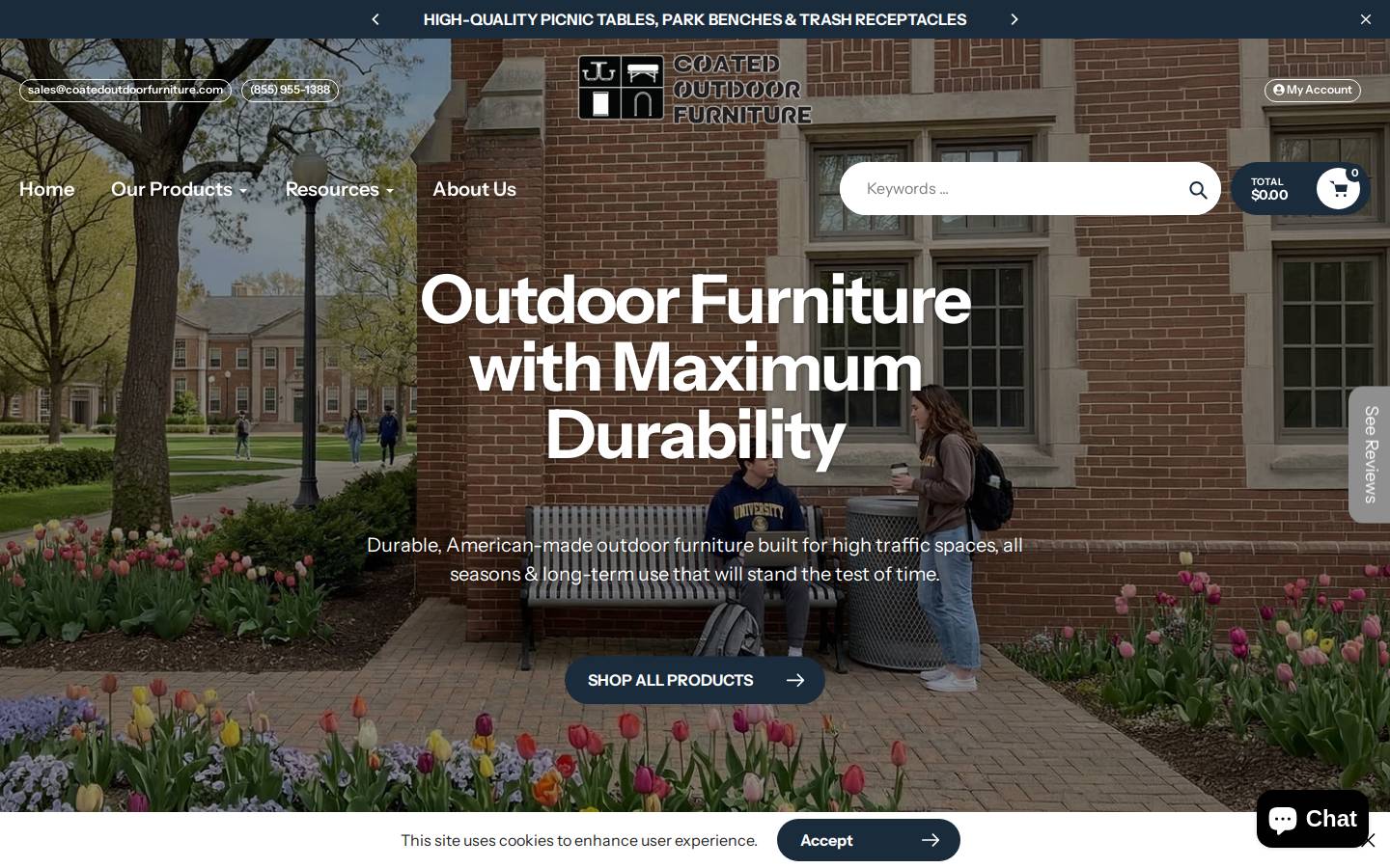 coatedoutdoorfurniture.com homepage screenshot