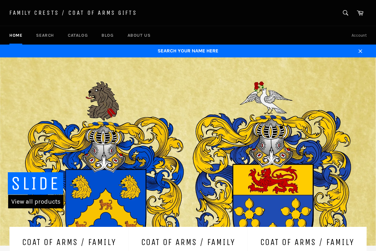 Family Crests / Coat of Arms Gifts homepage screenshot