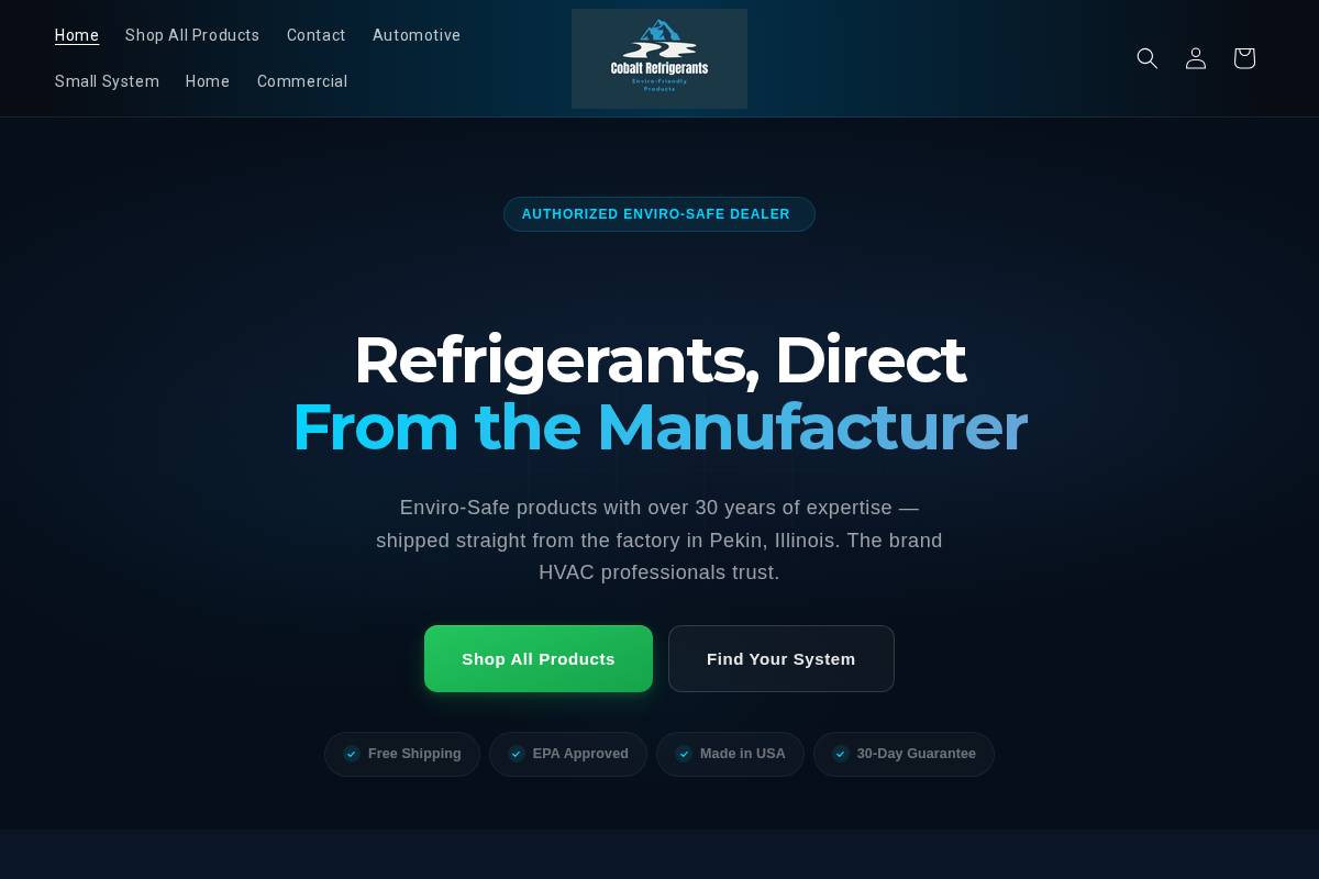 cobaltrefrigerants.com homepage screenshot