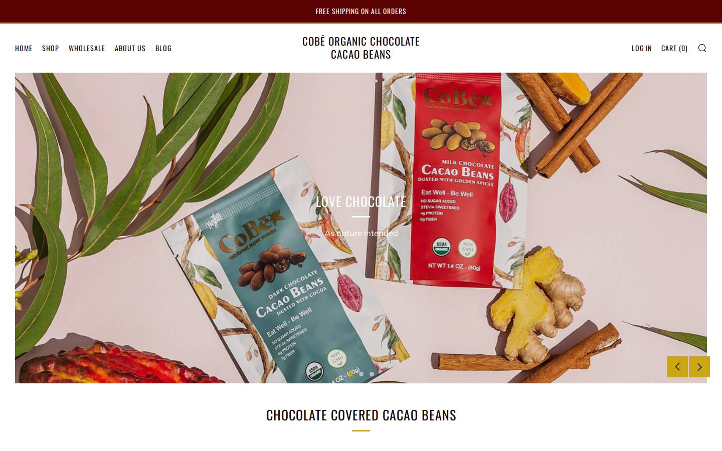 cobesnacks.com homepage screenshot