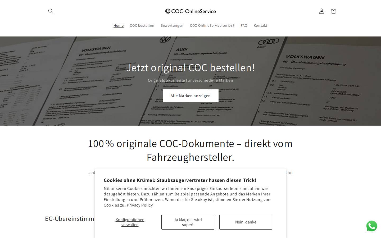 COC-OnlineService.de homepage screenshot