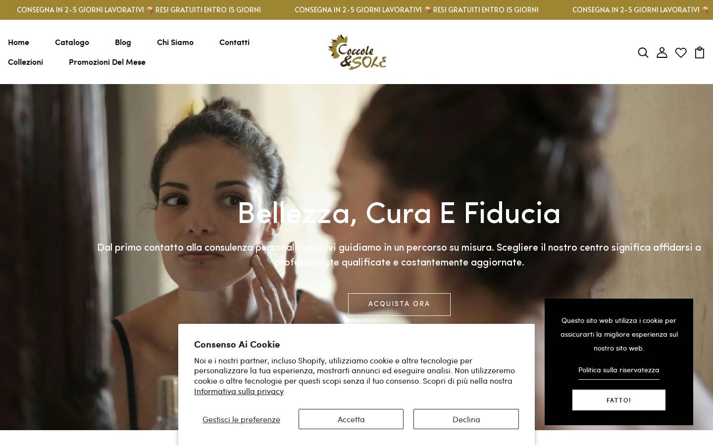 coccolesole.com homepage screenshot