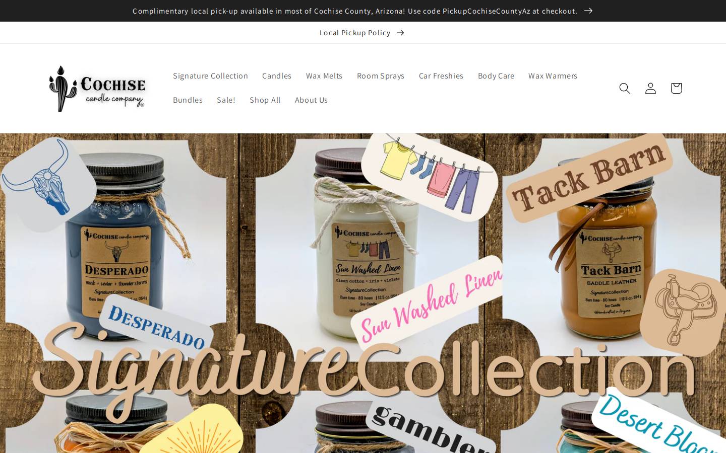 cochisecandleco.com homepage screenshot