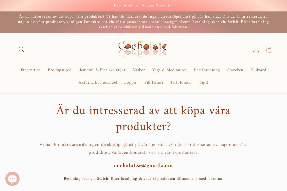 cocholate.se homepage screenshot