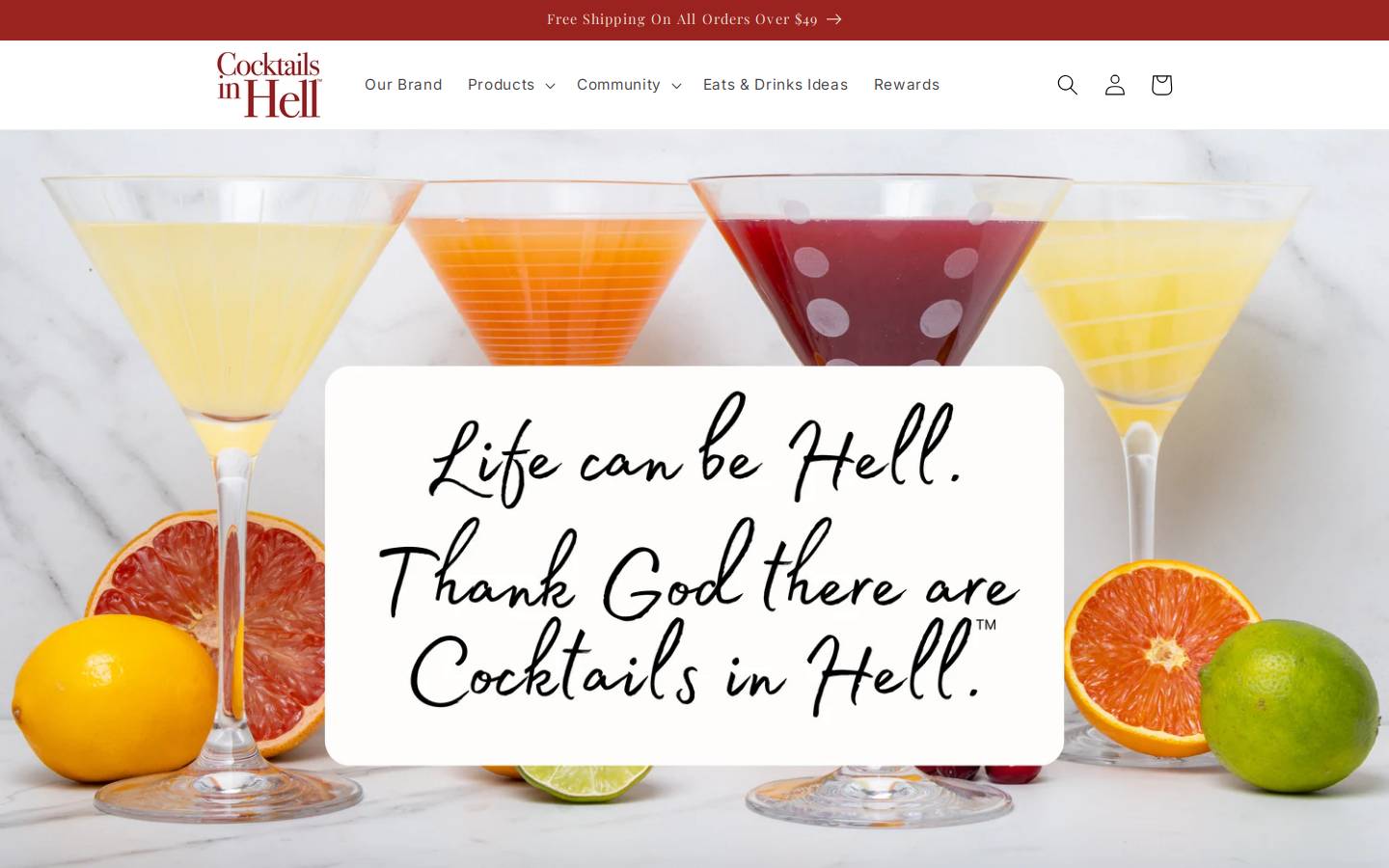 cocktailsinhell.com homepage screenshot