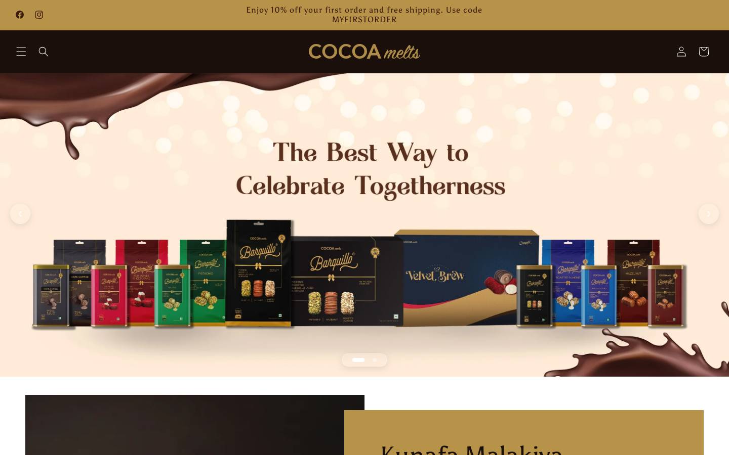 cocoamelts.in homepage screenshot