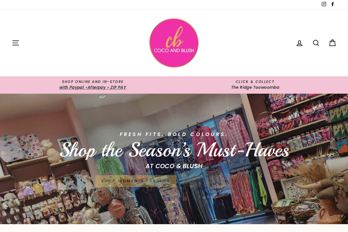 cocoandblush.com.au homepage screenshot