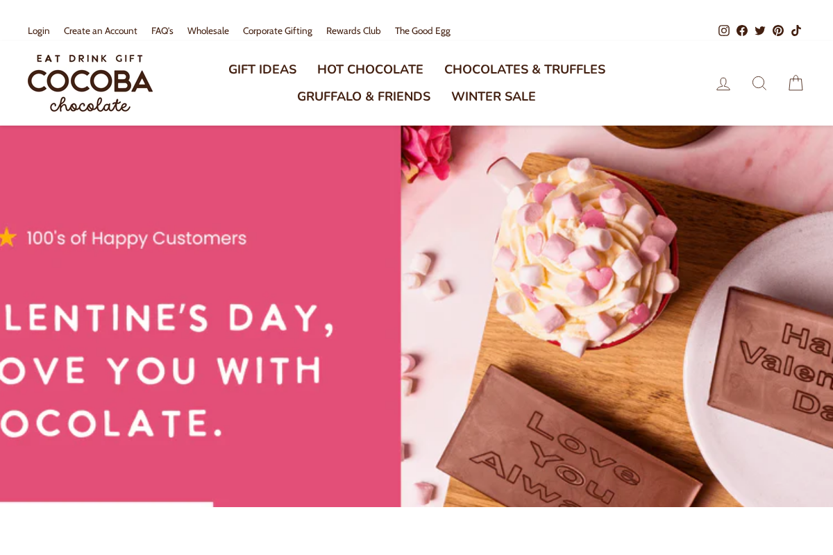 Cocoba Chocolate homepage screenshot