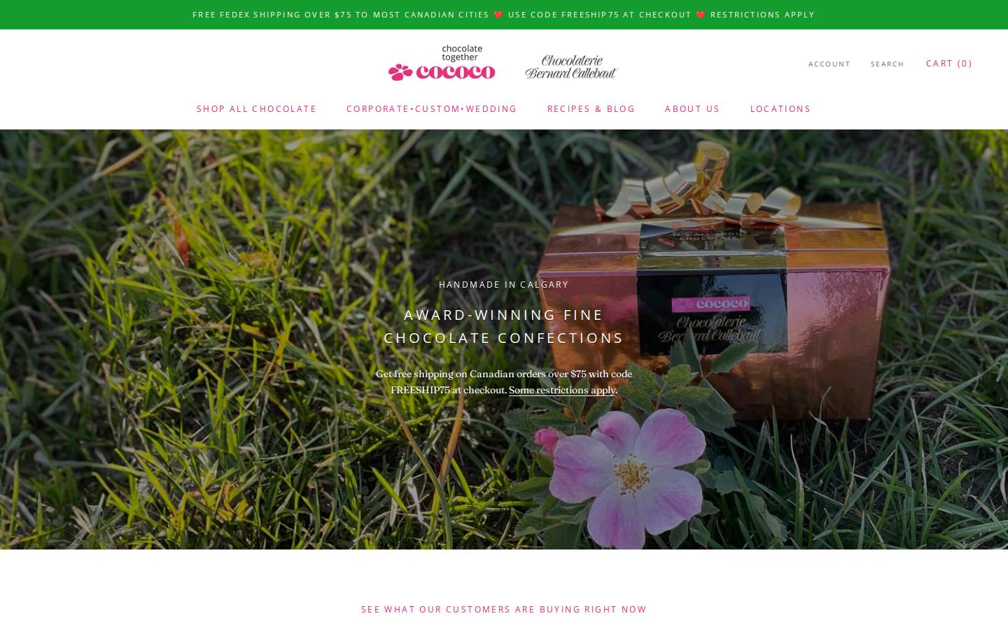 cococochocolatiers.com homepage screenshot