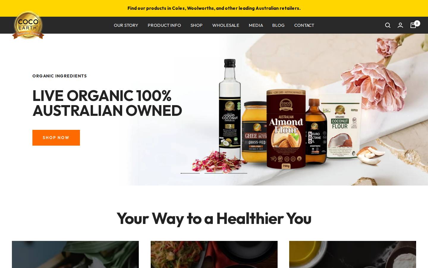 cocoearth.com.au homepage screenshot