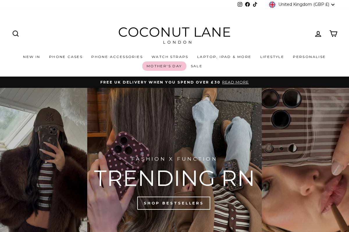 Coconut Lane homepage screenshot