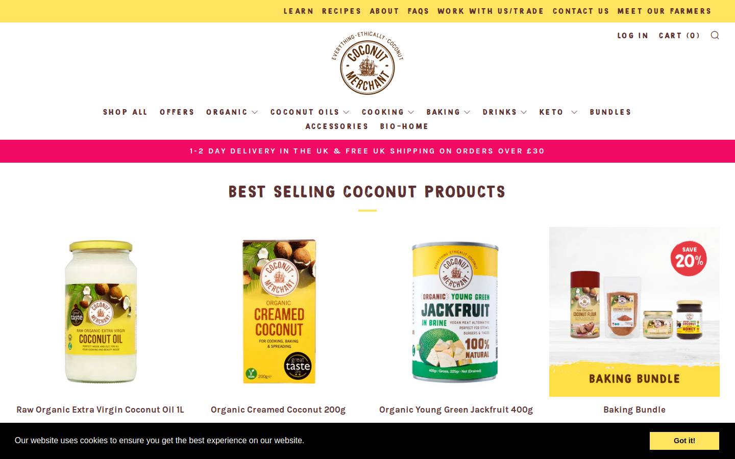 Coconut Merchant homepage screenshot