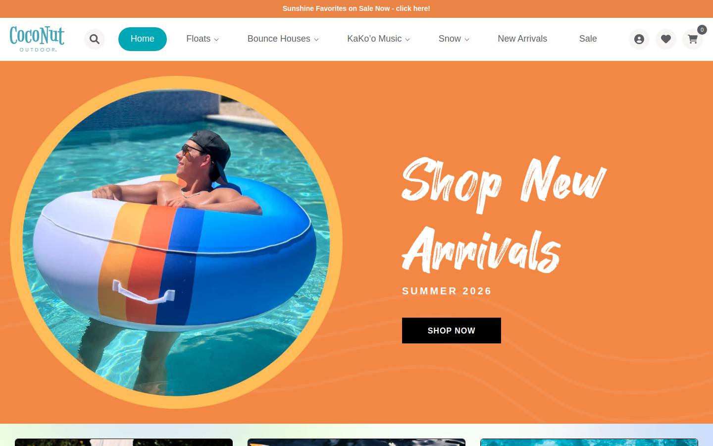 coconutpoolfloats.com homepage screenshot