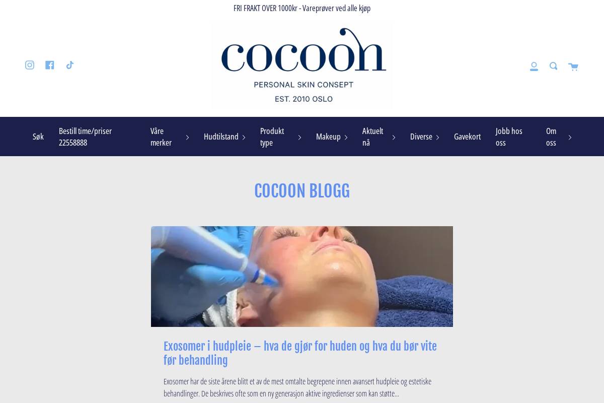 cocoon.no homepage screenshot