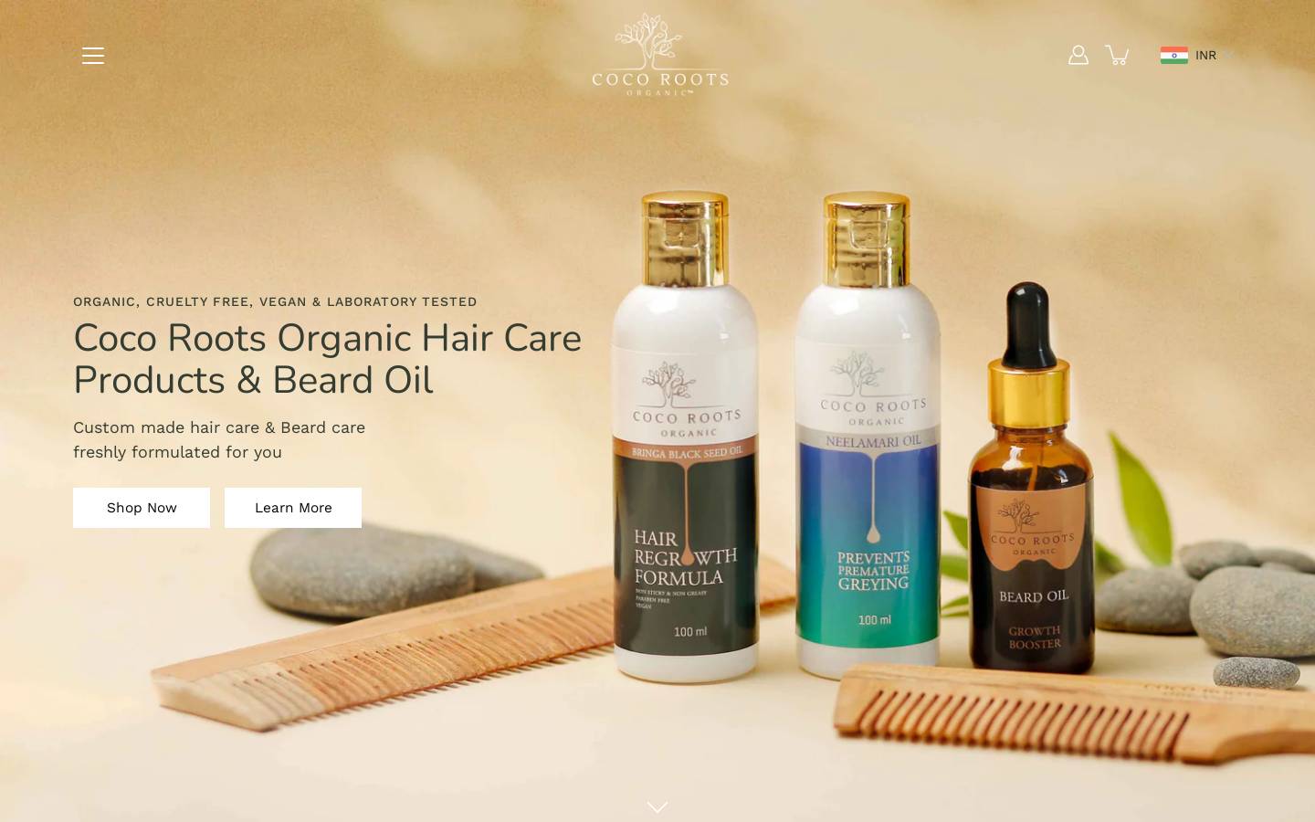 cocorootsorganic.com homepage screenshot