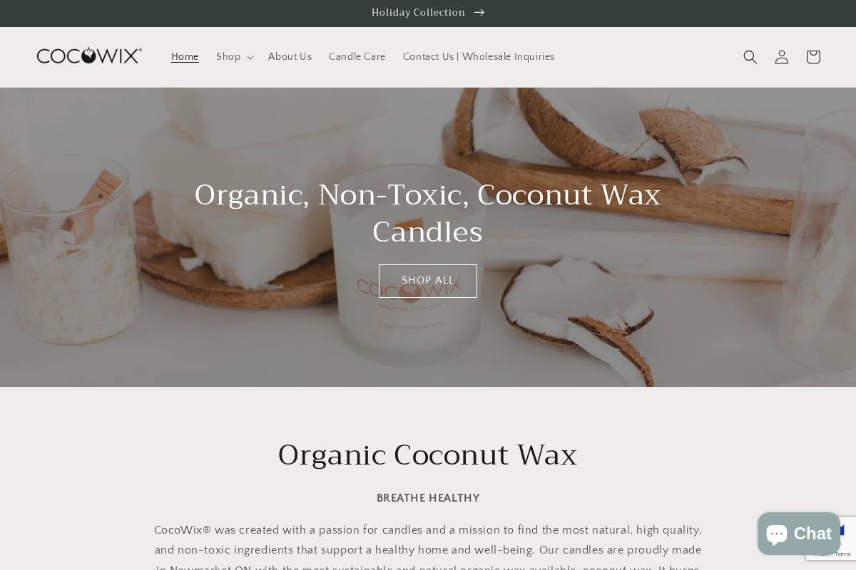 cocowixcandles.ca homepage screenshot