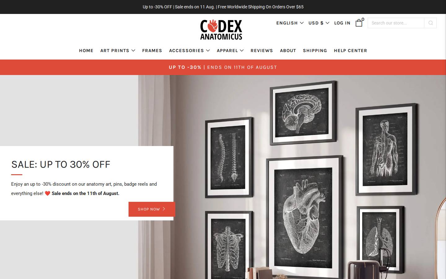 Codex Anatomicus homepage screenshot