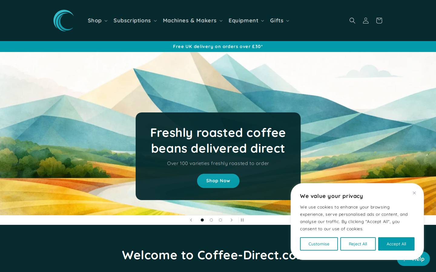 Coffee Direct homepage screenshot