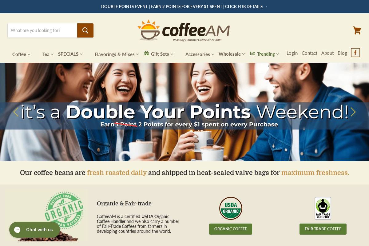 CoffeeAM homepage screenshot