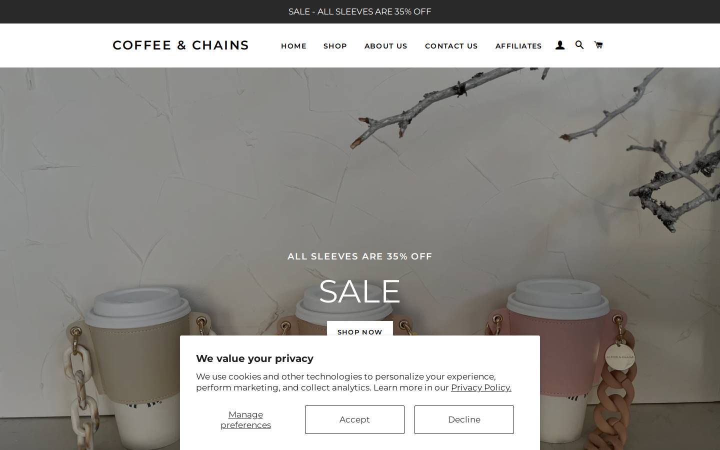 coffeeandchains.com homepage screenshot