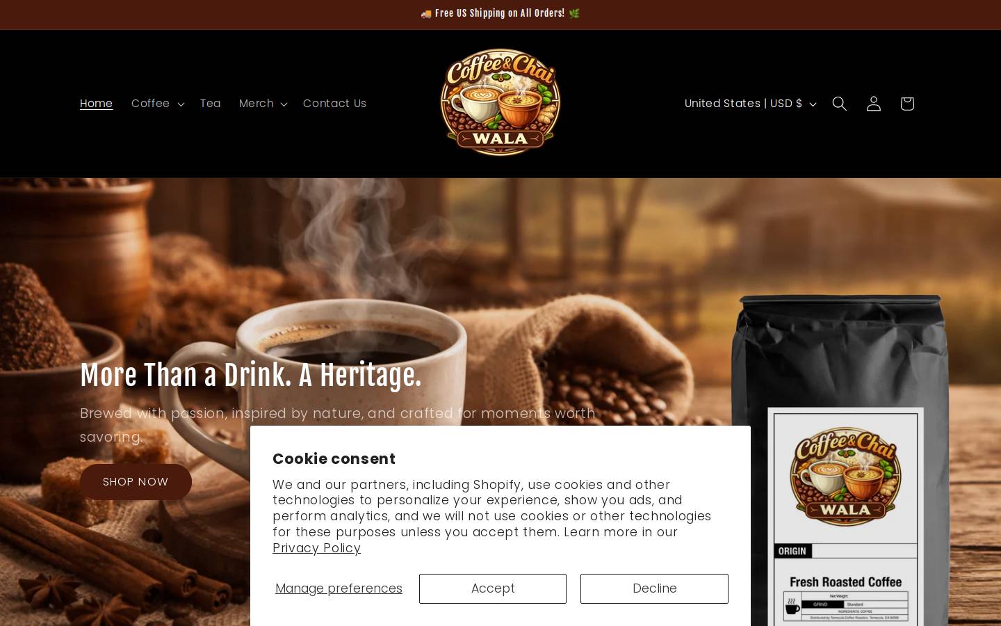 coffeeandchaiwala.com homepage screenshot