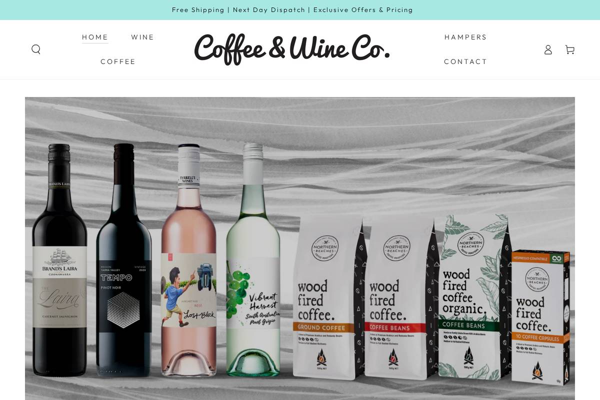 Coffeeandwineco homepage screenshot