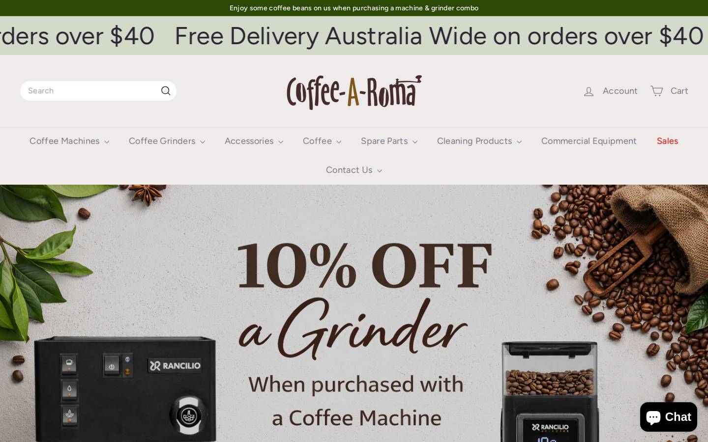 coffeearoma.com.au homepage screenshot