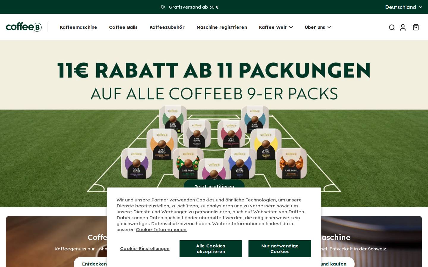 CoffeeB homepage screenshot
