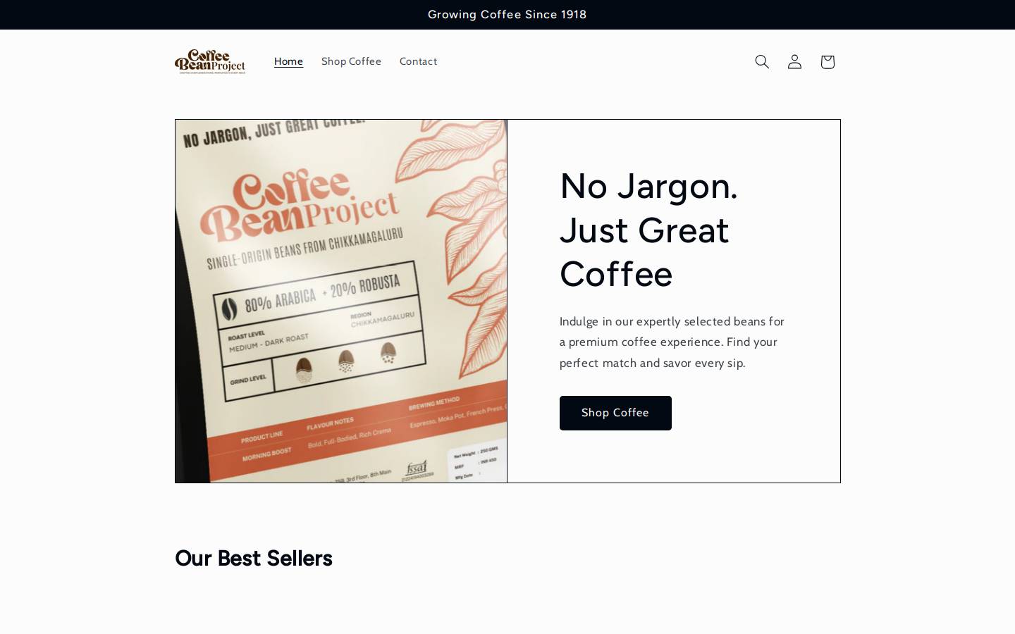 coffeebeanproject.com homepage screenshot