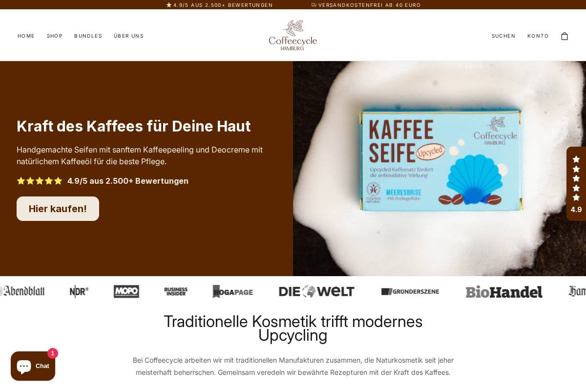 Coffeecycle UG homepage screenshot