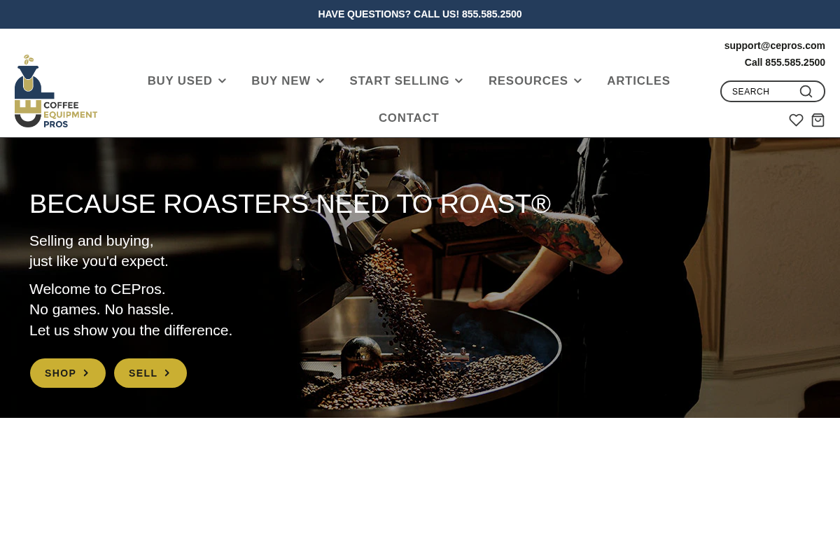 Coffee Equipment Pros homepage screenshot