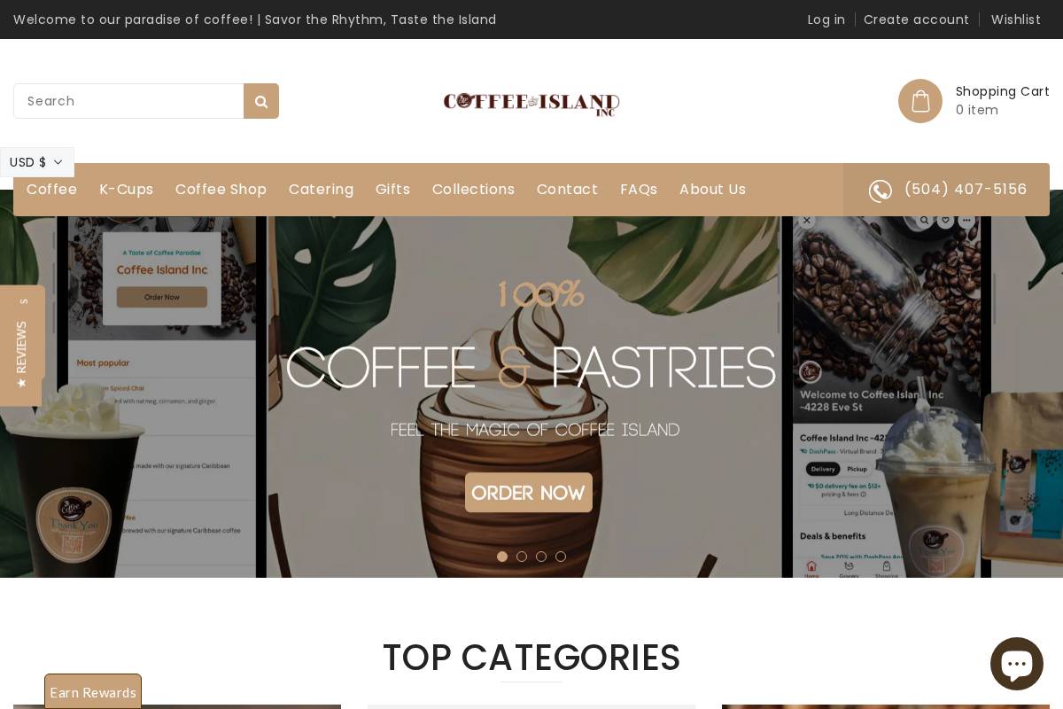 coffeeislandinc.com homepage screenshot