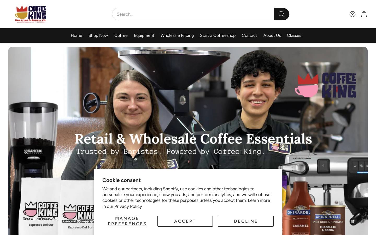 coffeekinginc.com homepage screenshot
