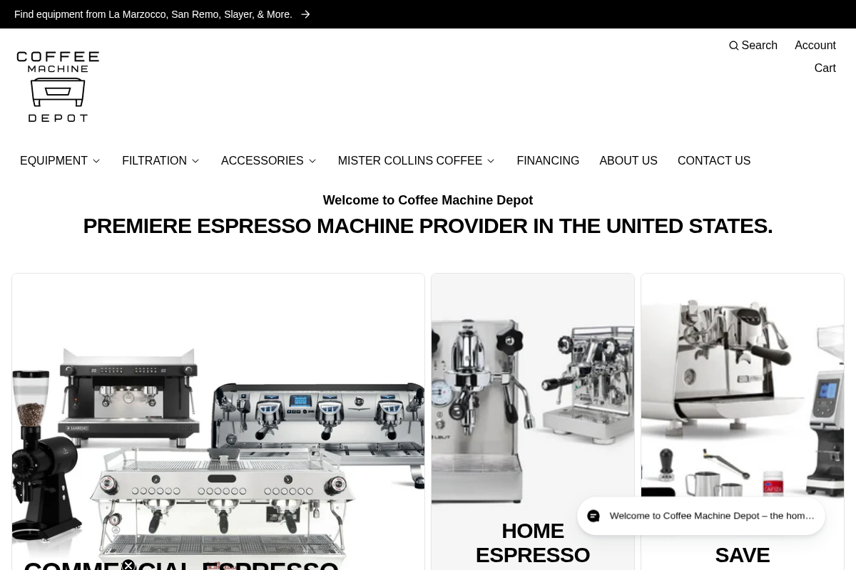 Coffeemachinedepot homepage screenshot
