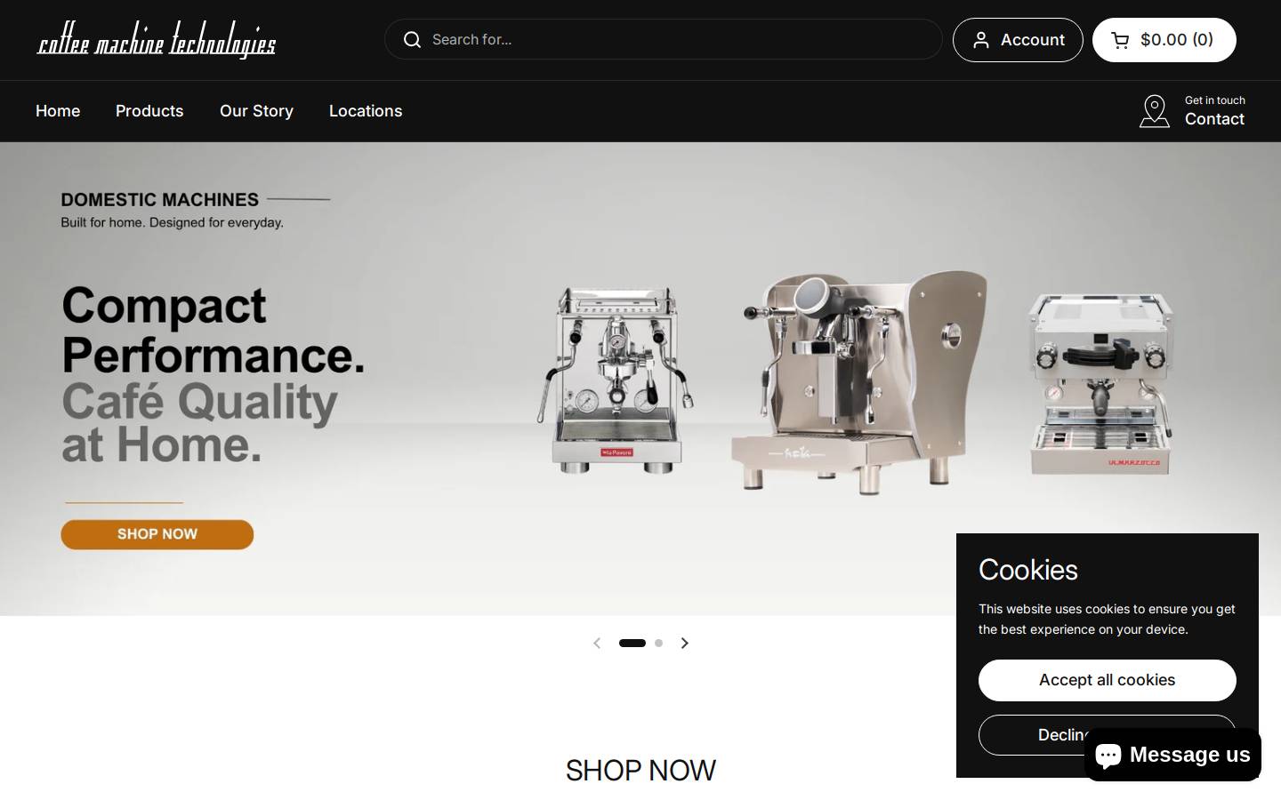 coffeemachinetechnologies.com.au homepage screenshot